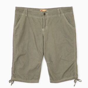 TwoTwentyTwo Capri Pants Size 28 Linen Cotton Blend Adjustable Hem Casual Khaki